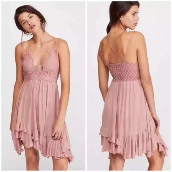 FREE PEOPLE  One Adella Slip Pink Rose Size Small ***flaw*** - Picture 3 of 5